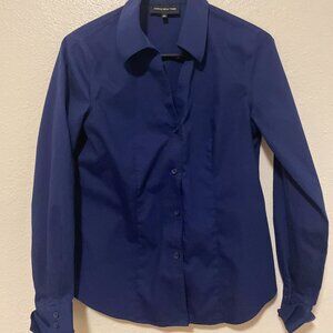 Navy Blue Fitted Blouse Women